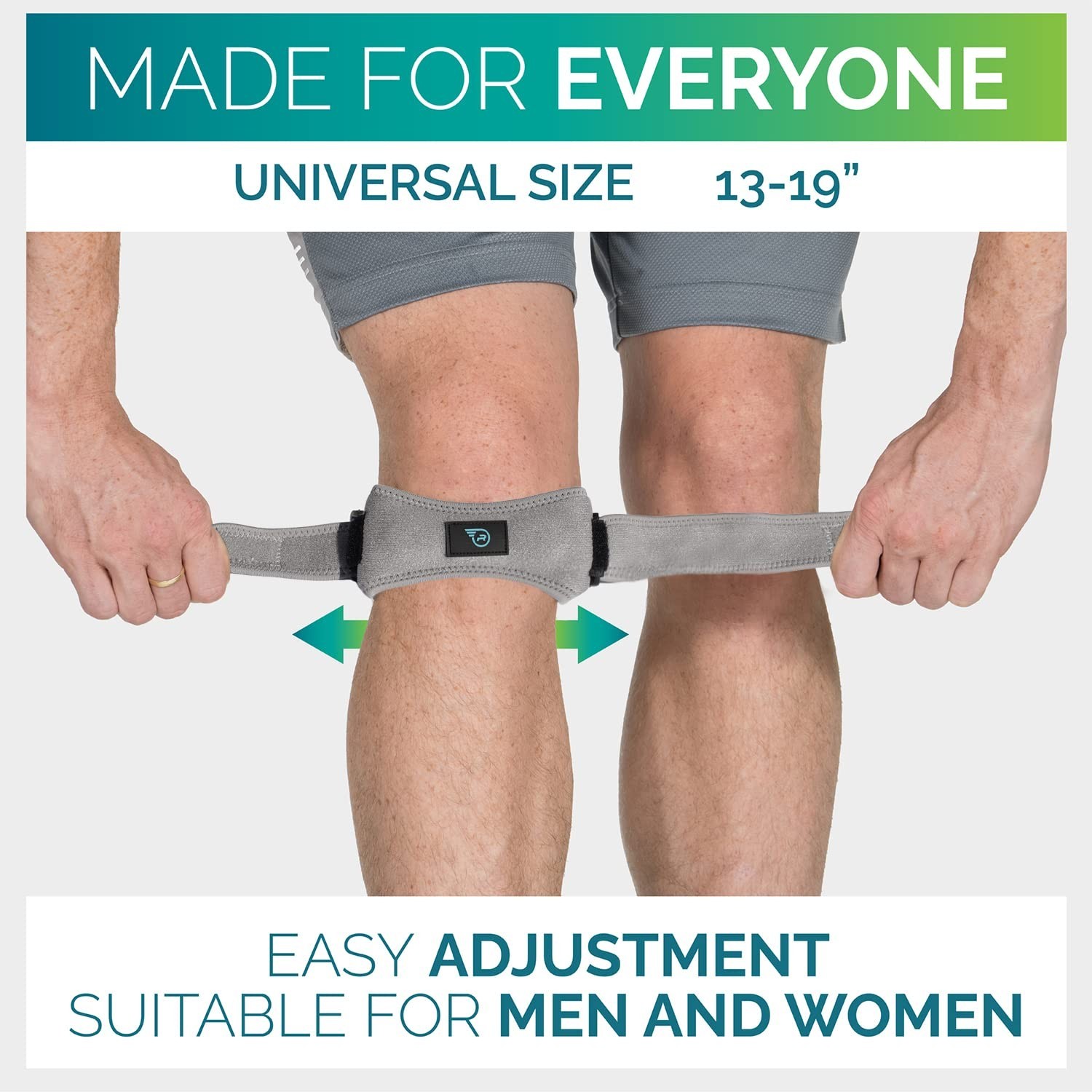 Run Forever Sports Patella Strap Knee Brace for Arthritis ACL Running Grey