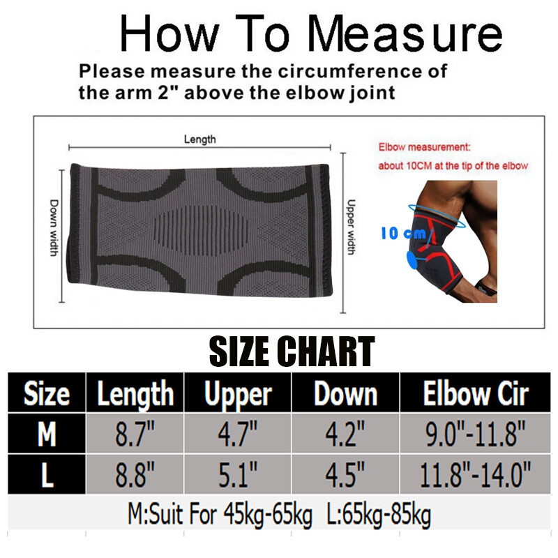 Compression Elbow Support Brace Sleeve Arthritis Tendonitis Pain Golfer Tennis