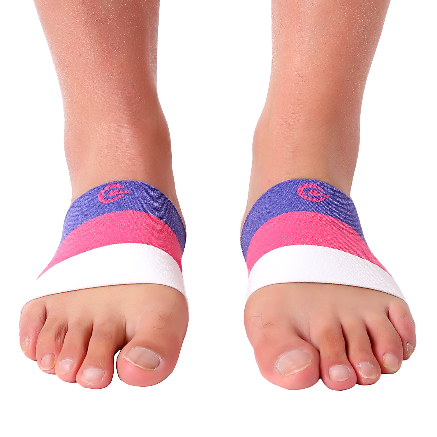 Doc Miller Arch Support Compression Sleeves 1 Pair Plantar Fasciitis VIO/PNK/WHT