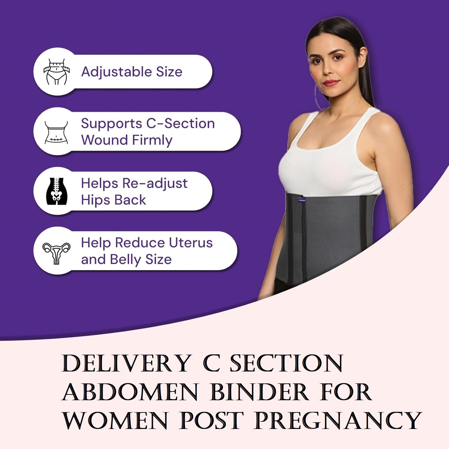 S.Abdominal Binder Postpartum Recovery Post Surgery C-Section Compression Belt