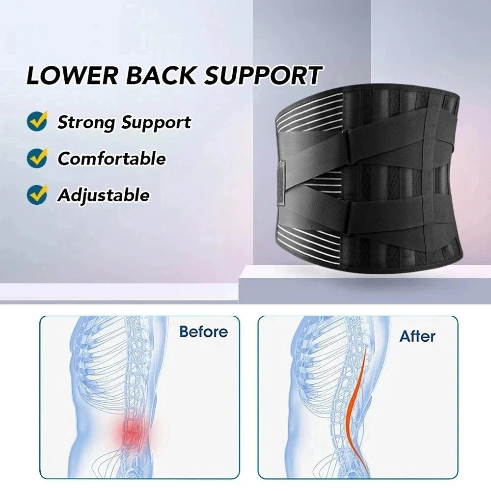 Adjustable Lower Back Brace Lumbar Support Waist Belt for Men Women Pain Relief