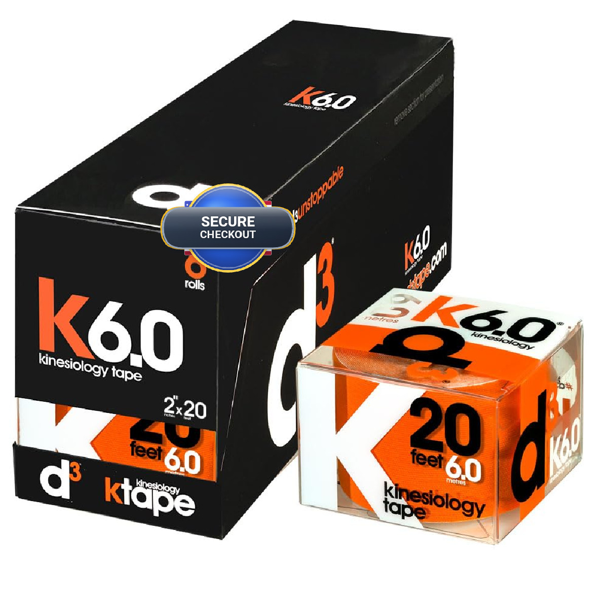 D3 K6.0 – 2In X 20Ft Orange 6 Rolls Latex-Free Hypoallergenic Joint
