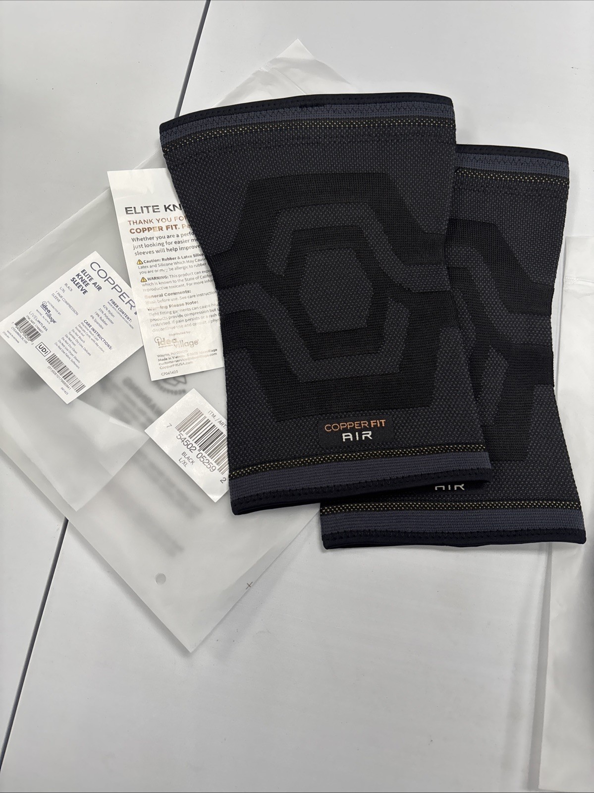 Copper Fit Elite Compression Knee Sleeve 2 Pack L/XL Airflow Technology