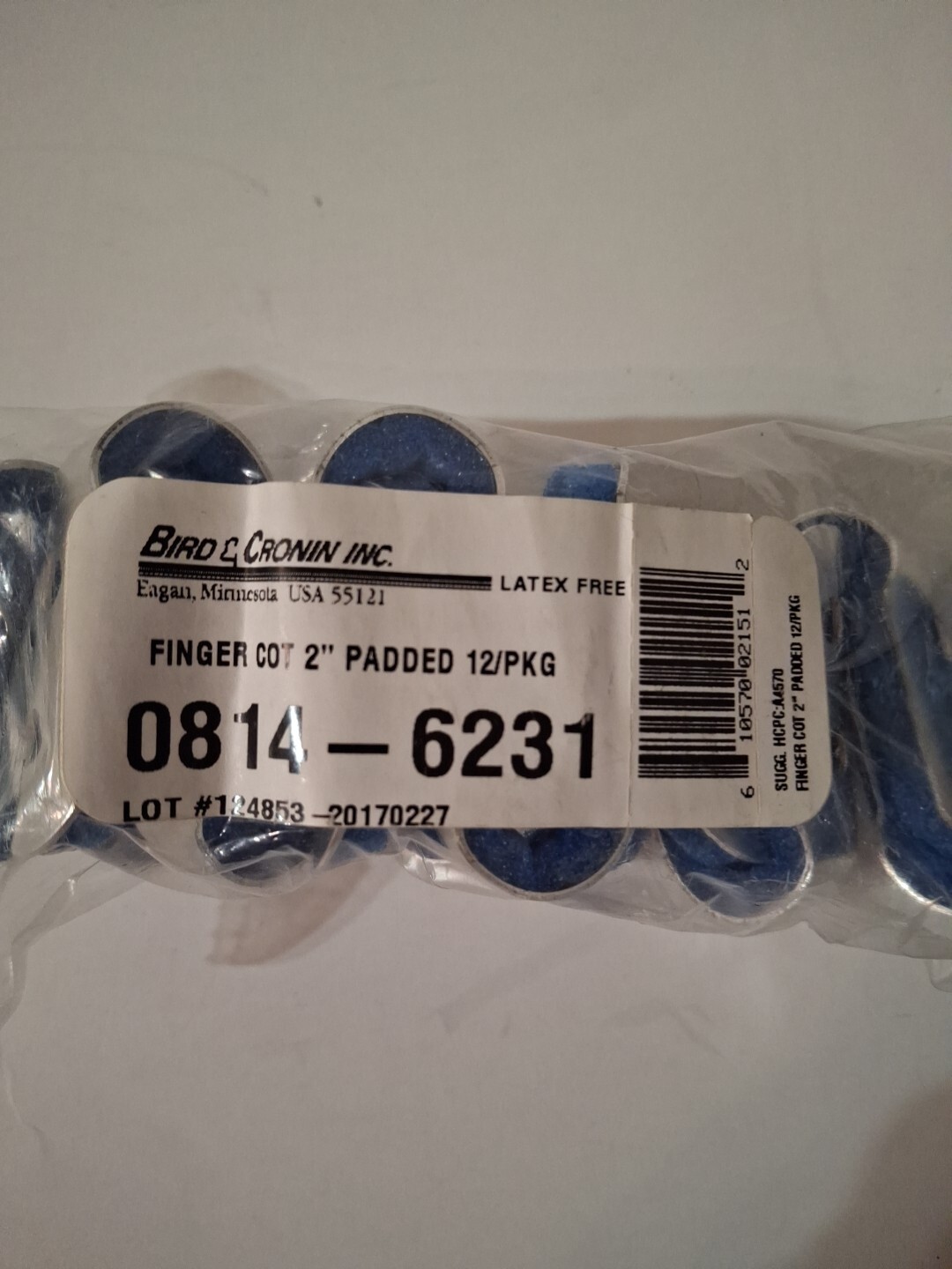 FINGER COT 2″ Padded 12/pkg foam Lined aluminum slints