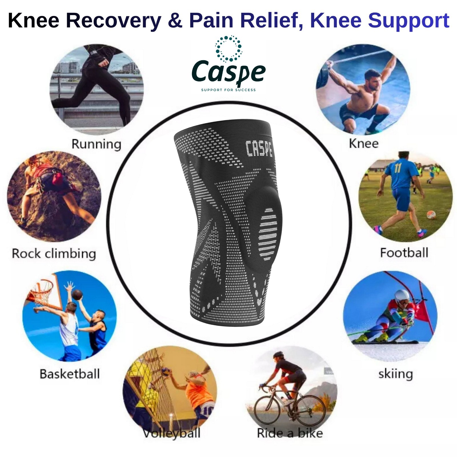 Knee Brace Compression Sleeve Support Sport Joint Arthritis Patella Stabilizer