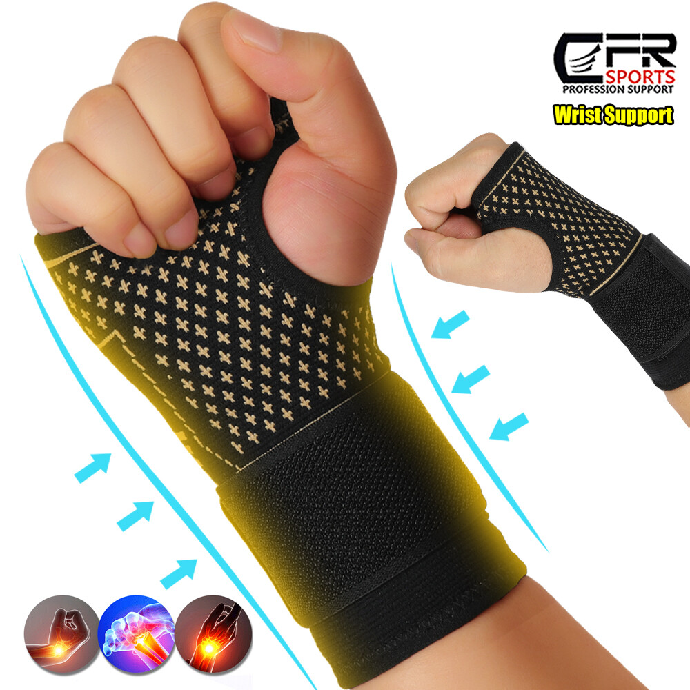 Copper Wrist Support Brace Compression Sleeve Arthritis Sport Carpal Tunnel Pain