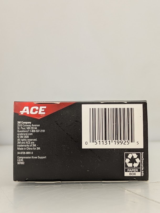 ACE Compression Knee Support Size Large / Extra Large 1 Mild Support Compression