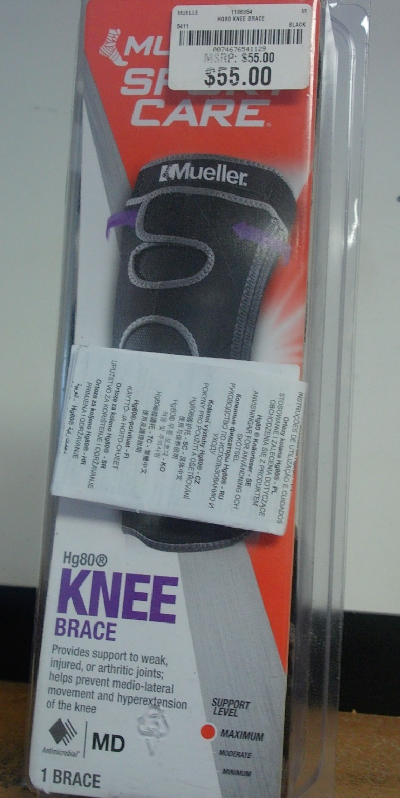 NEW Mueller 54112 HG80 KNEE BRACE BLACK MEDIUM MAX SUPPORT LEVEL 14-16″