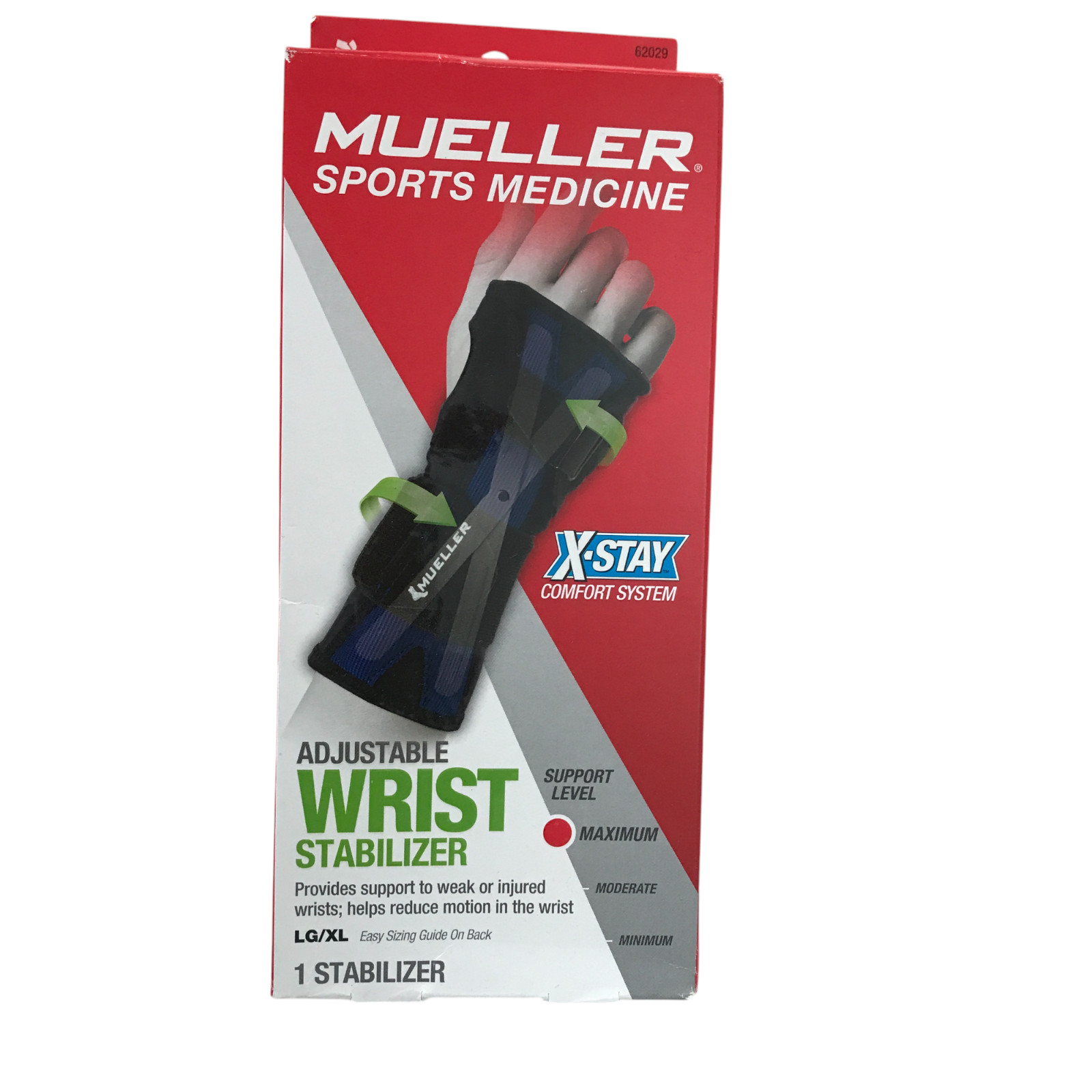 Mueller Wrist Brace Stabilizer Support Adjustable Unisex LG/XL (Black/Blue) 1 PC