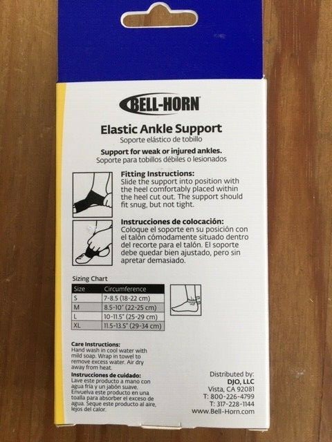 BELL-HORN ELASTIC ANKLE SUPPORT SMALL 7-8.5″ BLACK BRAND NEW IN BOX