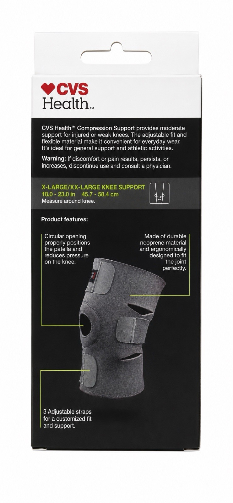 CVS Health Knee Compression Support XL/XXL Adjustable Brace Moderate Support