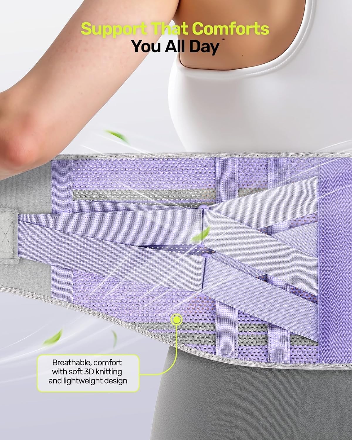 Back Brace Women Sciatica Support Pain Relief Lumbar Waist 27.6-33.5″ Purple