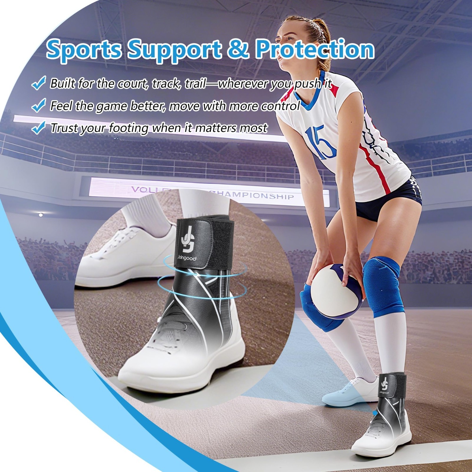 Ankle Brace with Quick-Lace System, Side Stabilizers & Reflective Strap – Suppor