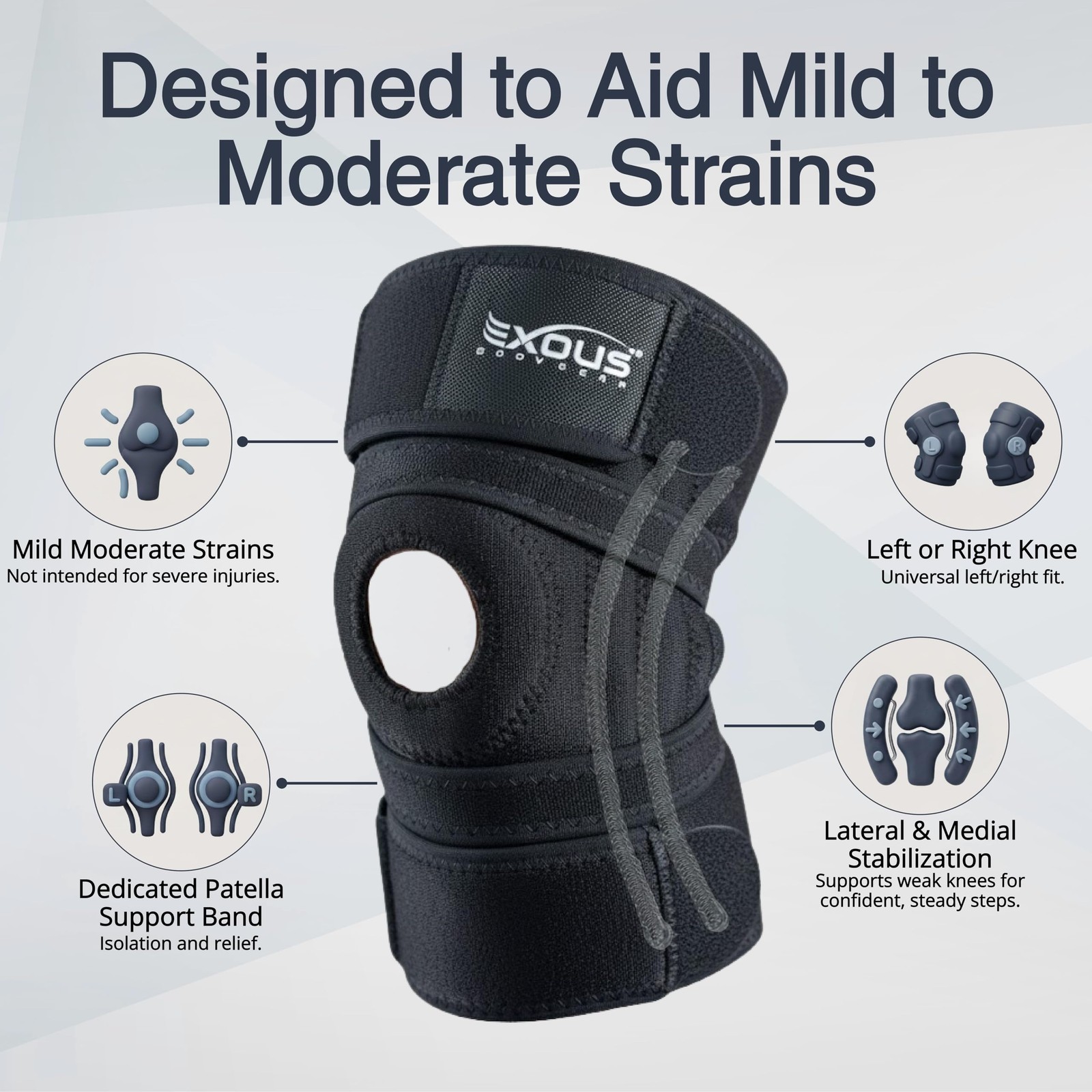 Knee Brace for Women Fits up to 20″ upper thigh measured 3″ above knee, black