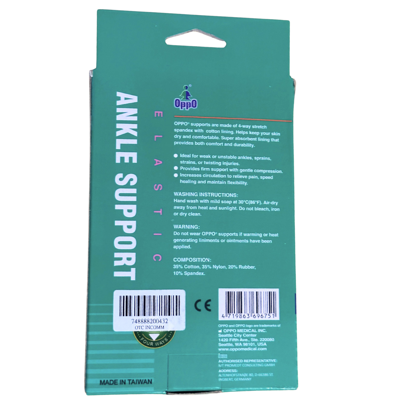 New OPPO Model 2004 4-way Stretch Elastic Ankle Support, Size M – Pack of 2