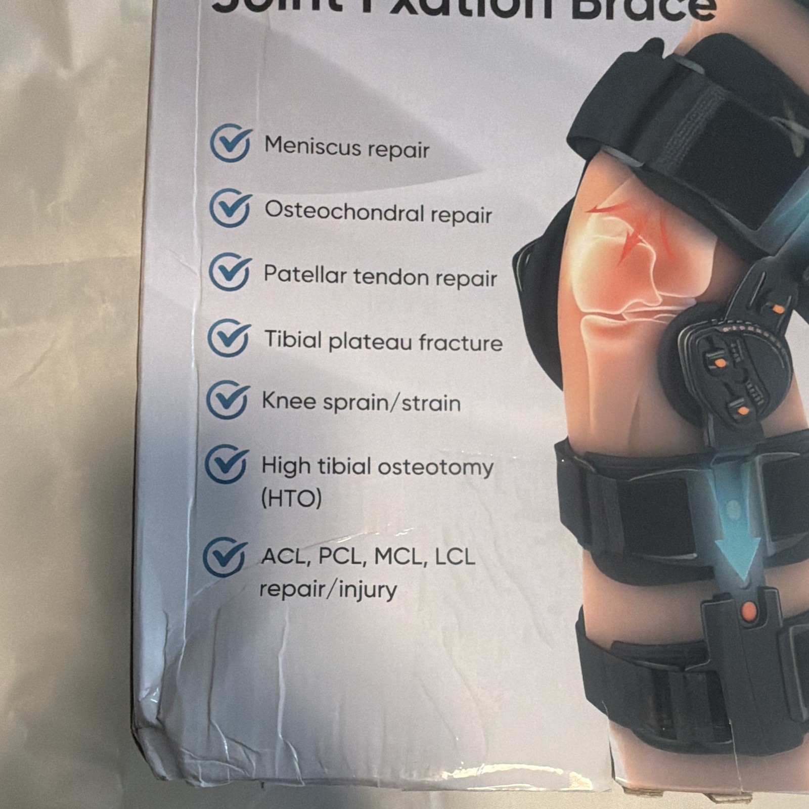 Adjustable Knee Joint Brace Aluminum Alloy Black Stabilization Immobilization