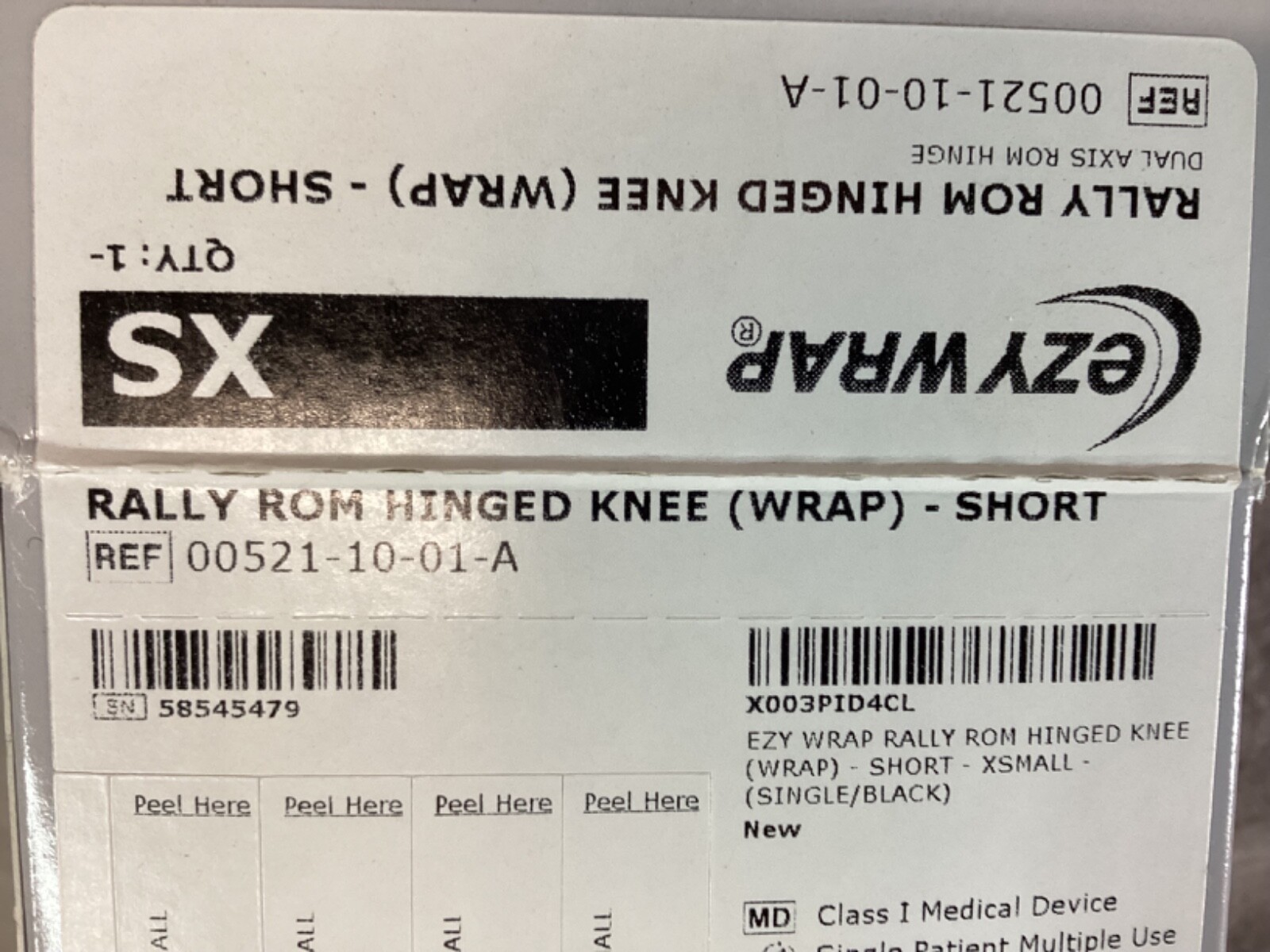 Rally ROM Knee Brace Adjustable Post Surgical Support Removable Hinges X-Small