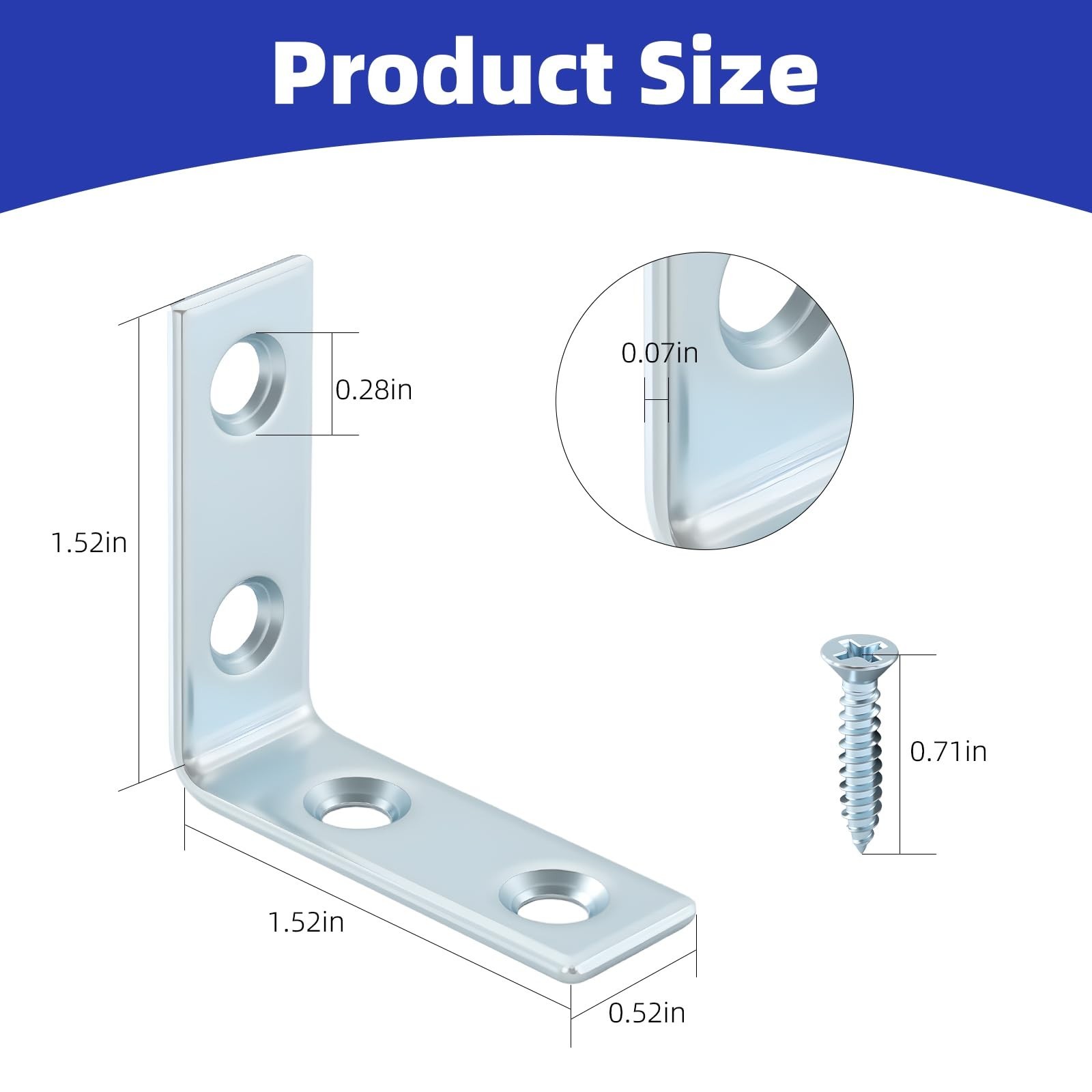 40 Pack L Bracket Corner Braces – 1.5″ Steel Right Angle Brackets for Wood Shelv