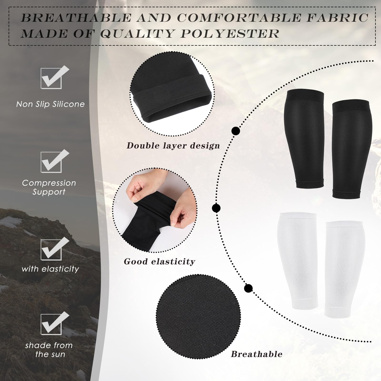4 Pairs Kids Calf Sleeves Youth Leg Sleeves for Football Kid Compression Prot…