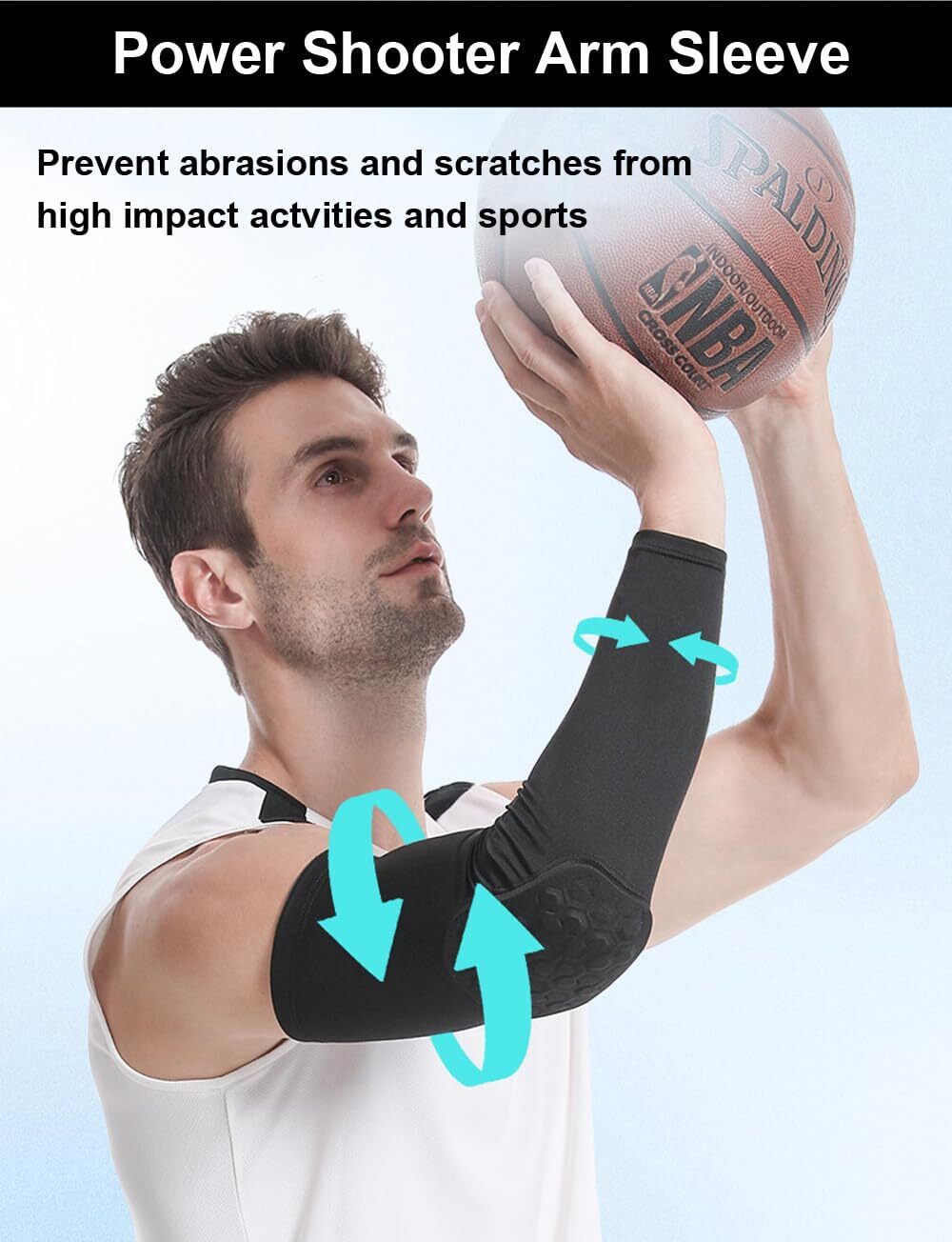 Basketball Arm Sleeves 2 Pack Honeycomb Padded Anti-Collision Football Sport