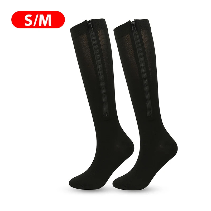 Medical Zipper Compression Socks Women Men High Elasticity Nylon Closed Toe
