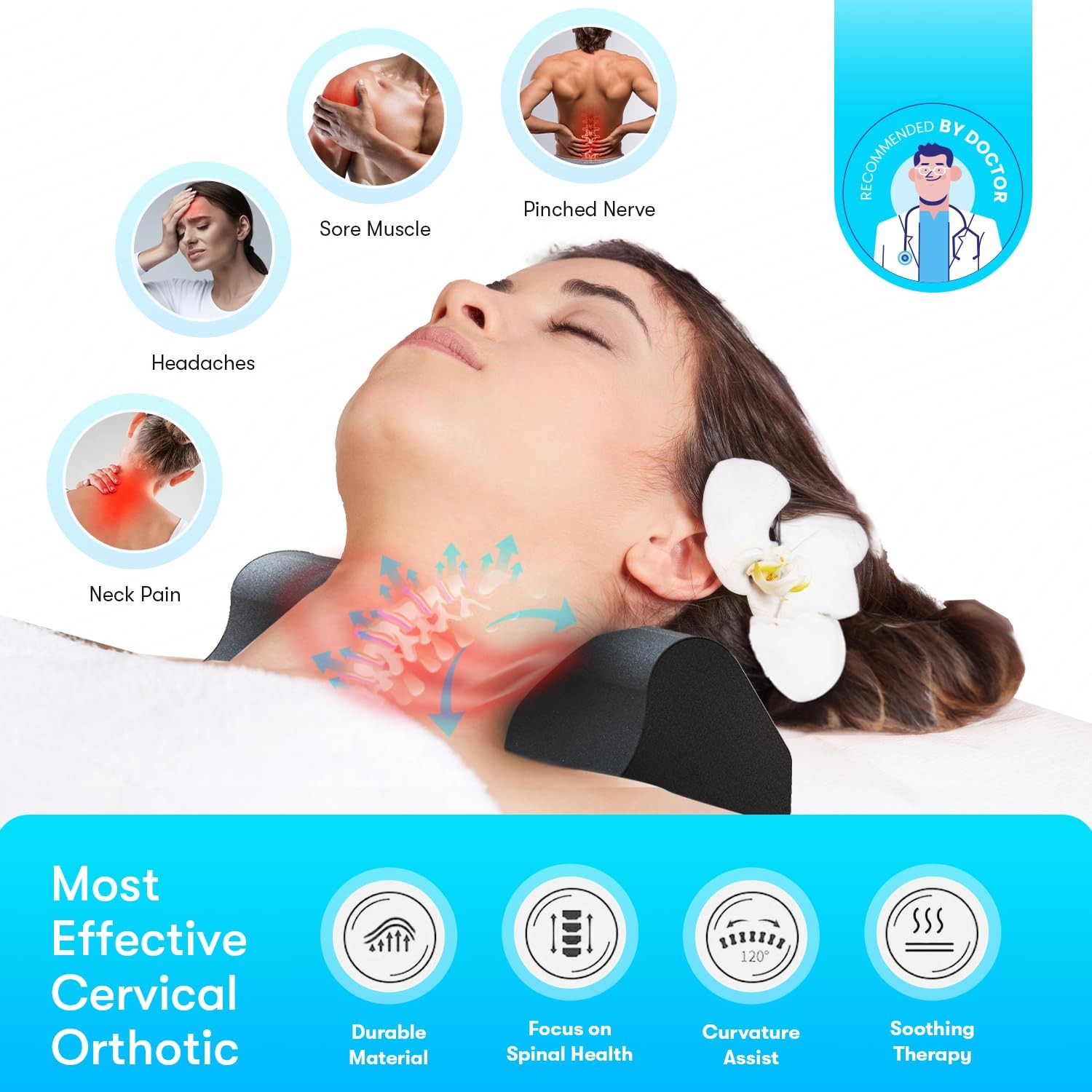 Cervical Traction Orthotic Chiropractic Neck Alignment Device for Spinal Curv…
