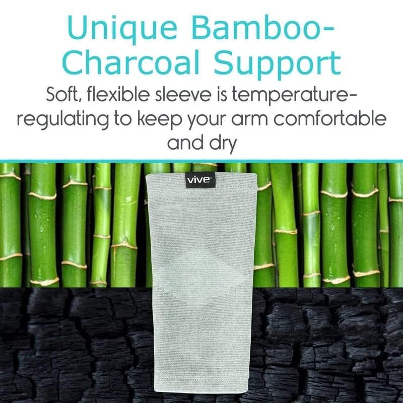 VIVE Elbow Sleeve (Pair) – Bamboo Charcoal Compression Support Brace (Gray) Smal