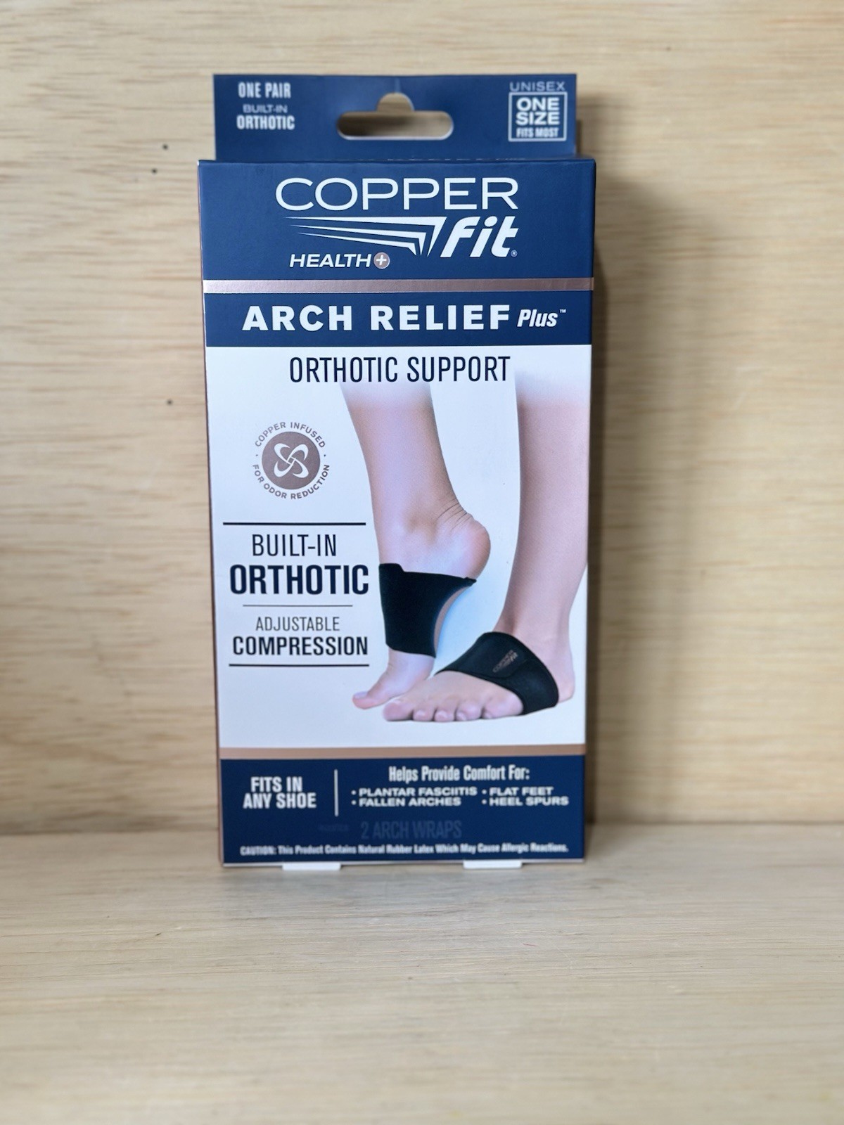 Copper Fit Health Unisex Arch Relief Plus with Built-In Orthotic Support – Black