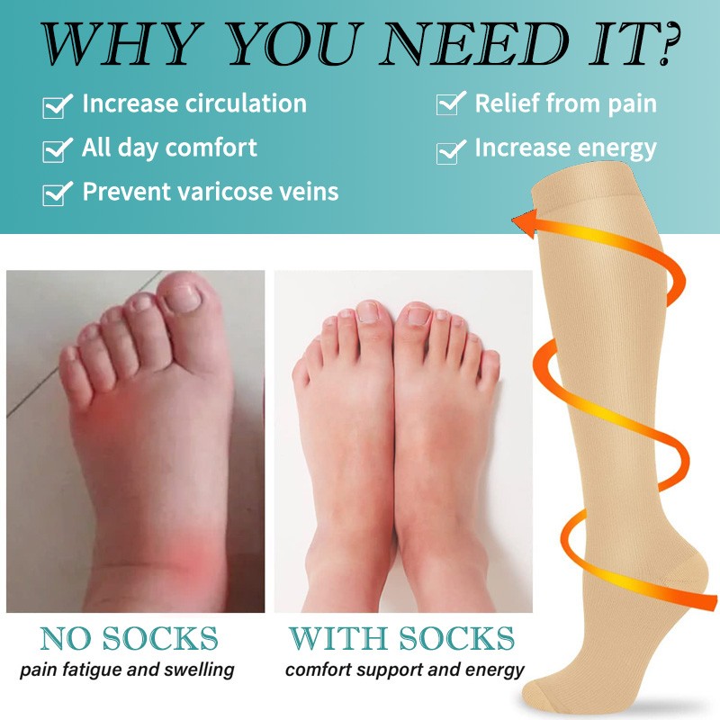 1x Compression Socks Stockings Womens Mens Knee High Medical 20-30 mmHG S/M-L/XL