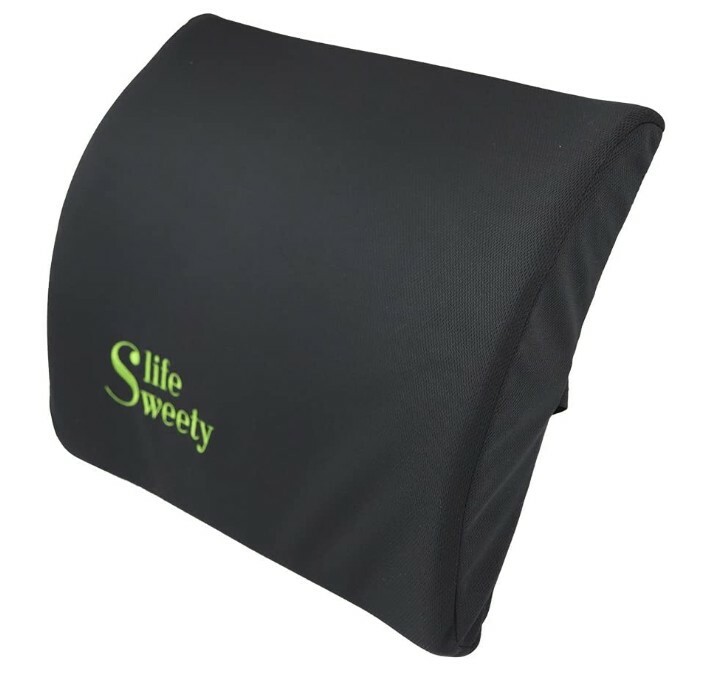 100% Memory Foam Office Chair Lumbar Back Cushion Support- Black, Washable- New