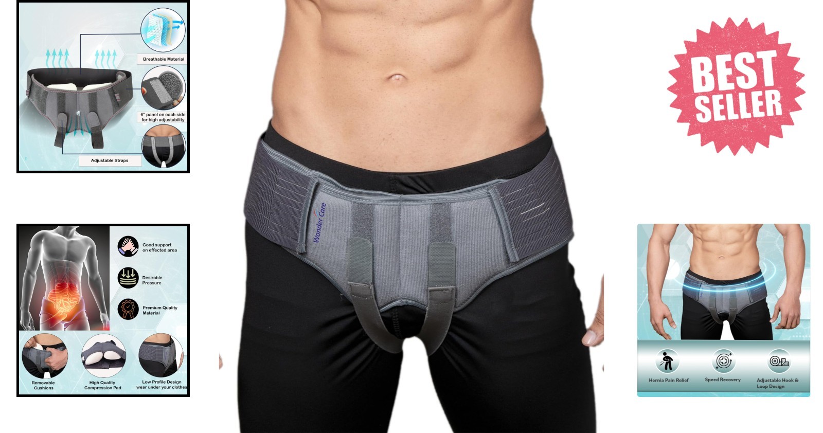 Men’s XL Hernia Brace with Removable Pads – Inguinal Support for Daily Relief