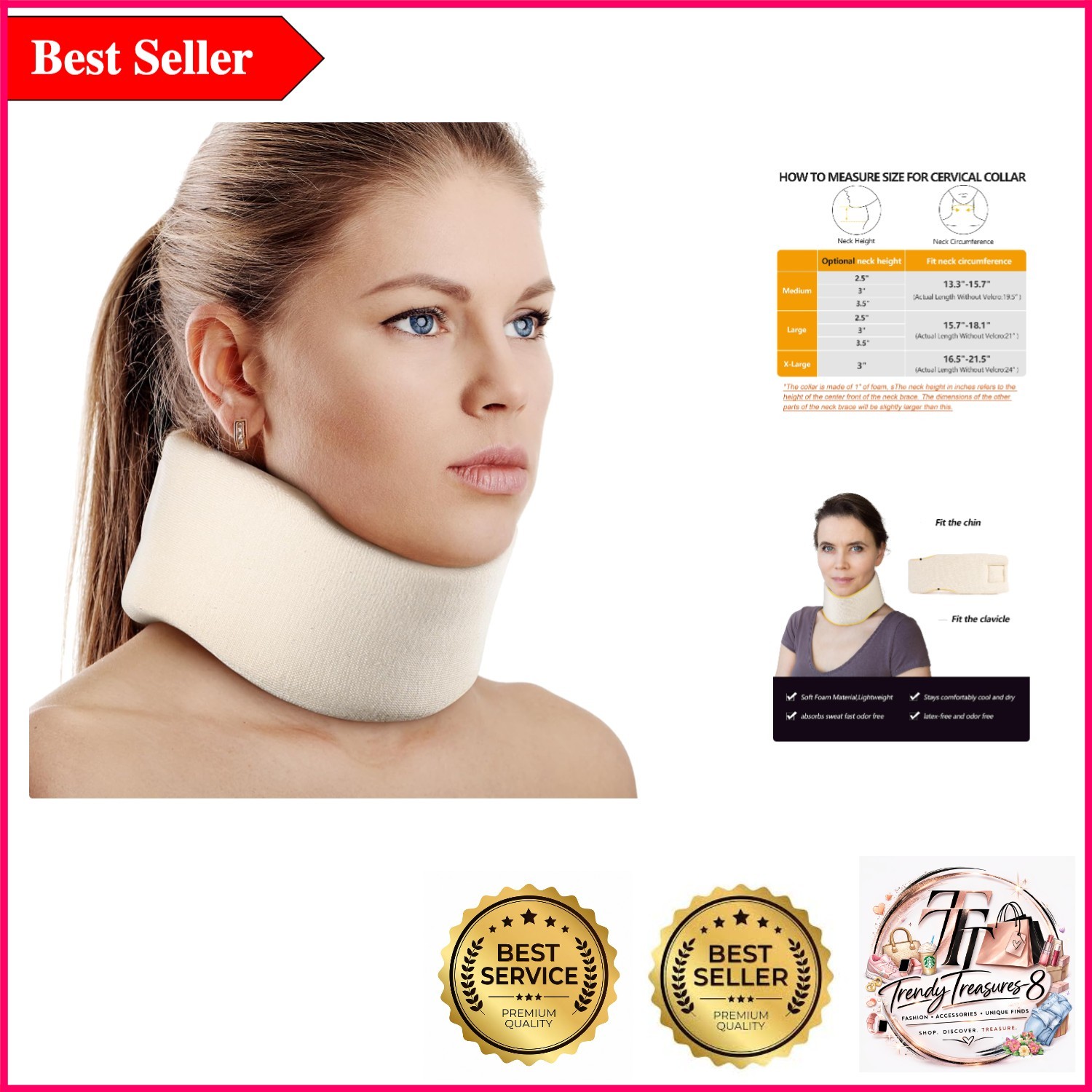 Universal Soft Foam Neck Support Collar for Pain Relief & Injury Recovery