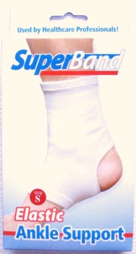 Ankle Support Band Supports Joints & Muscles S, Med, Lg Superband White
