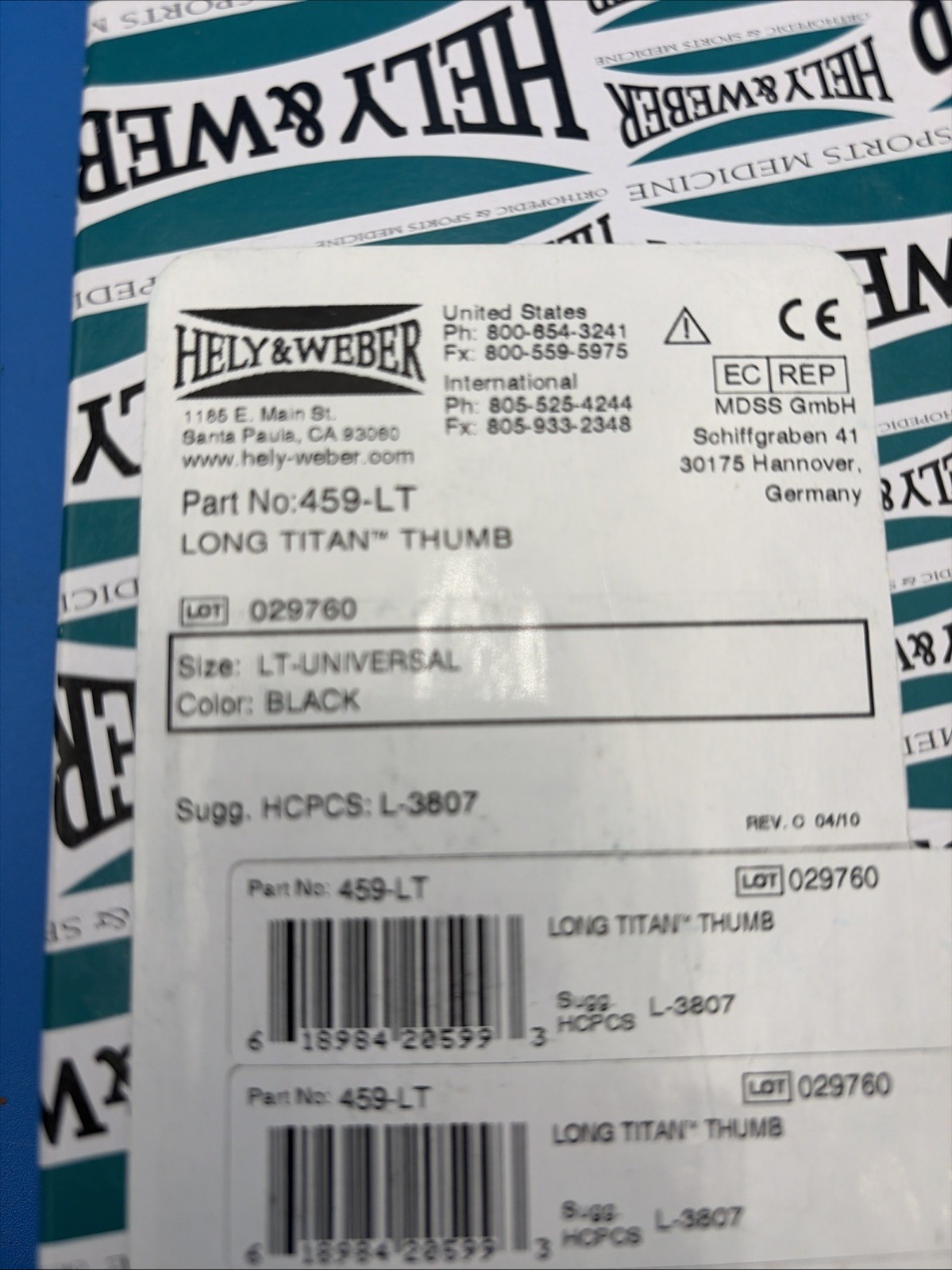 Hely & Weber Long Titan Thumb , 459-LT – Size Universal, Left