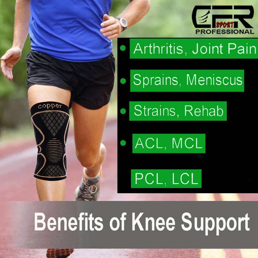Knee Sleeve Compression Brace Support Copper Sport Joint Pain Arthritis Relief D