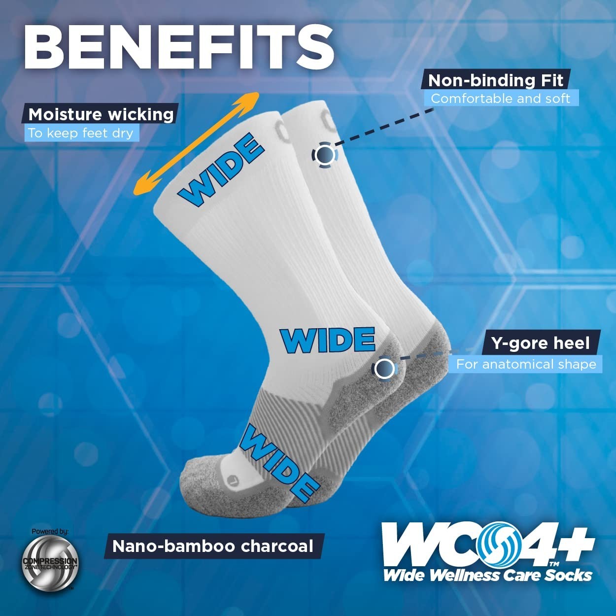 Non-Binding Wide Diabetic Wellness Socks for Circulation, Neuropathy, Edema Reli