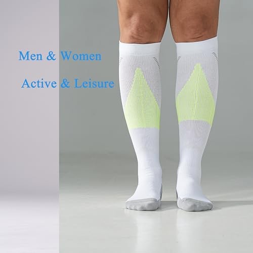 4 Pairs Compression Socks For Women and Men 20-30mmHg Small-Medium White