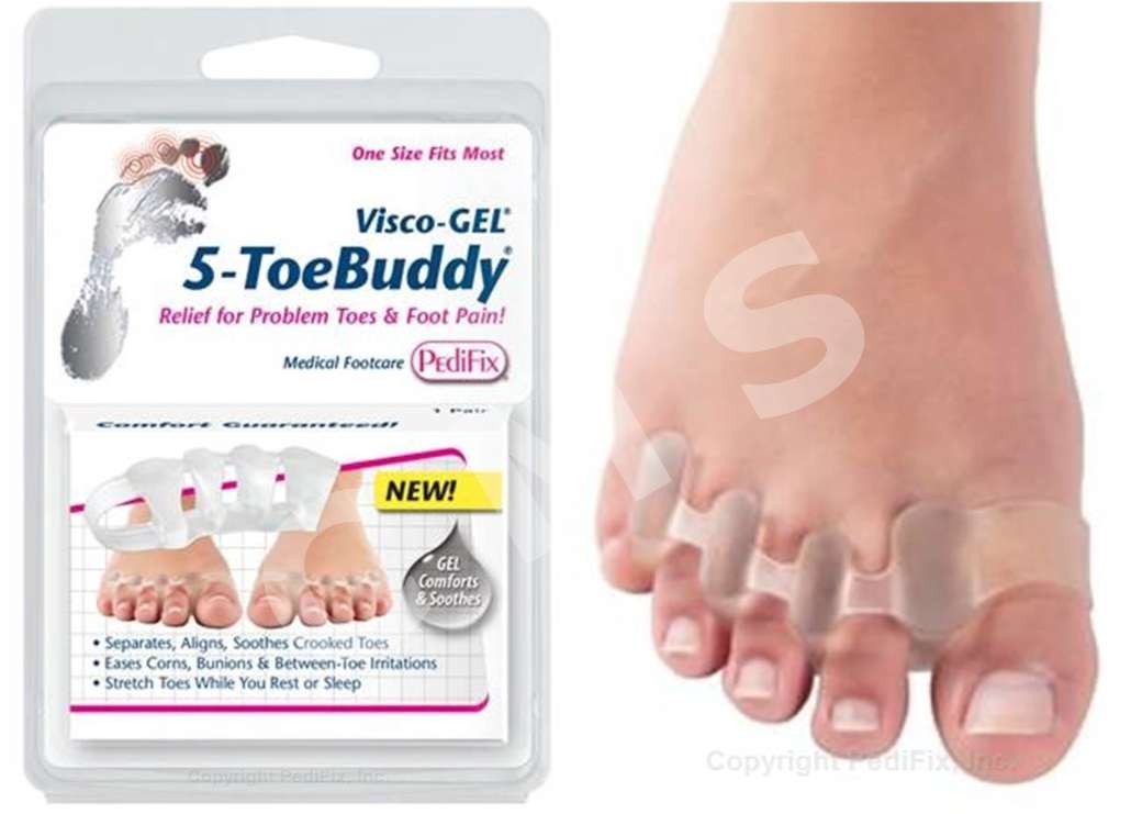 Pedifix Visco-Gel 5-ToeBuddy Crooked Hammer Toe Spacer Separator Aligner 2/PK