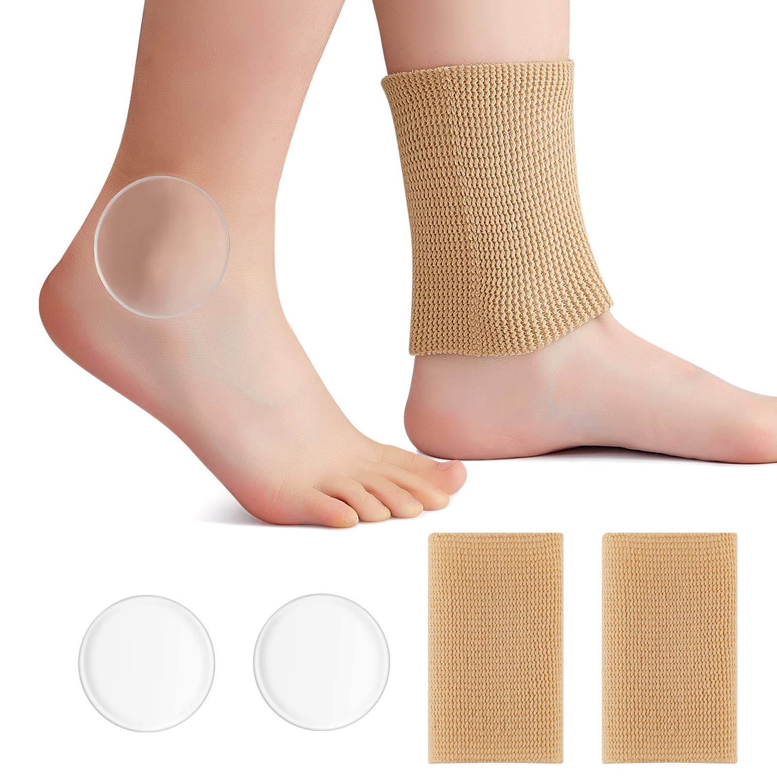 Ankle Pads Gel Sleeve Padded Ice Skating Socks Protector Support Round 4 PCS