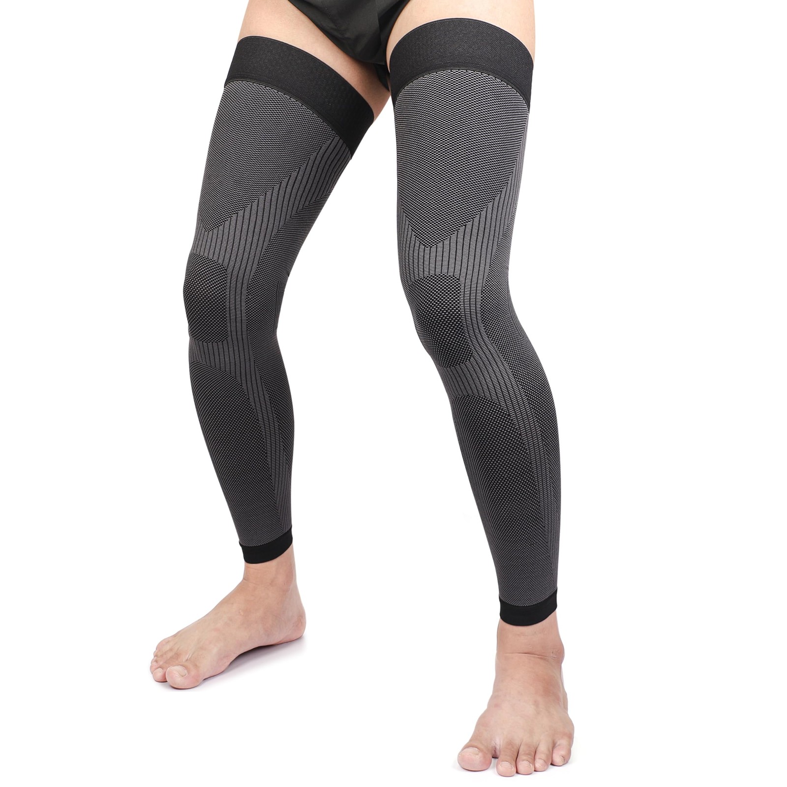 KEKING® Full Leg Compression Sleeves, Unisex, Thigh High Large, Black