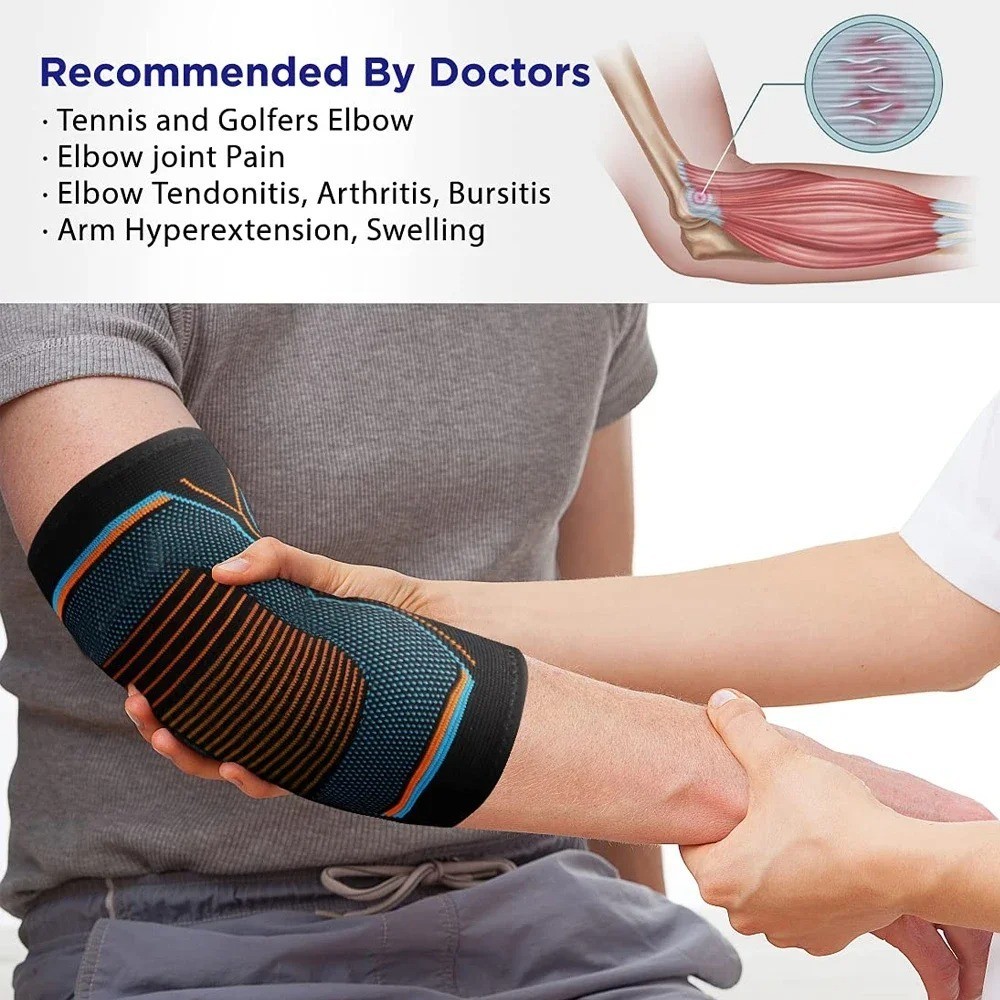 Elbow Brace Compression Support Sleeve for Tendonitis, Tennis Elbow, Golf Elbow