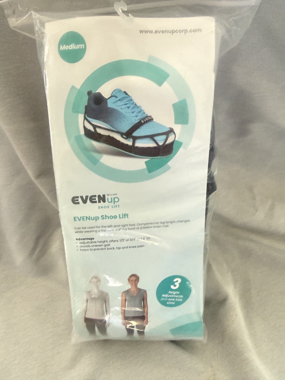 EvenUp Shoe Lift Balancer Leveler Size M Medium Men 8.5-10.5 Womens 9-11 Even Up