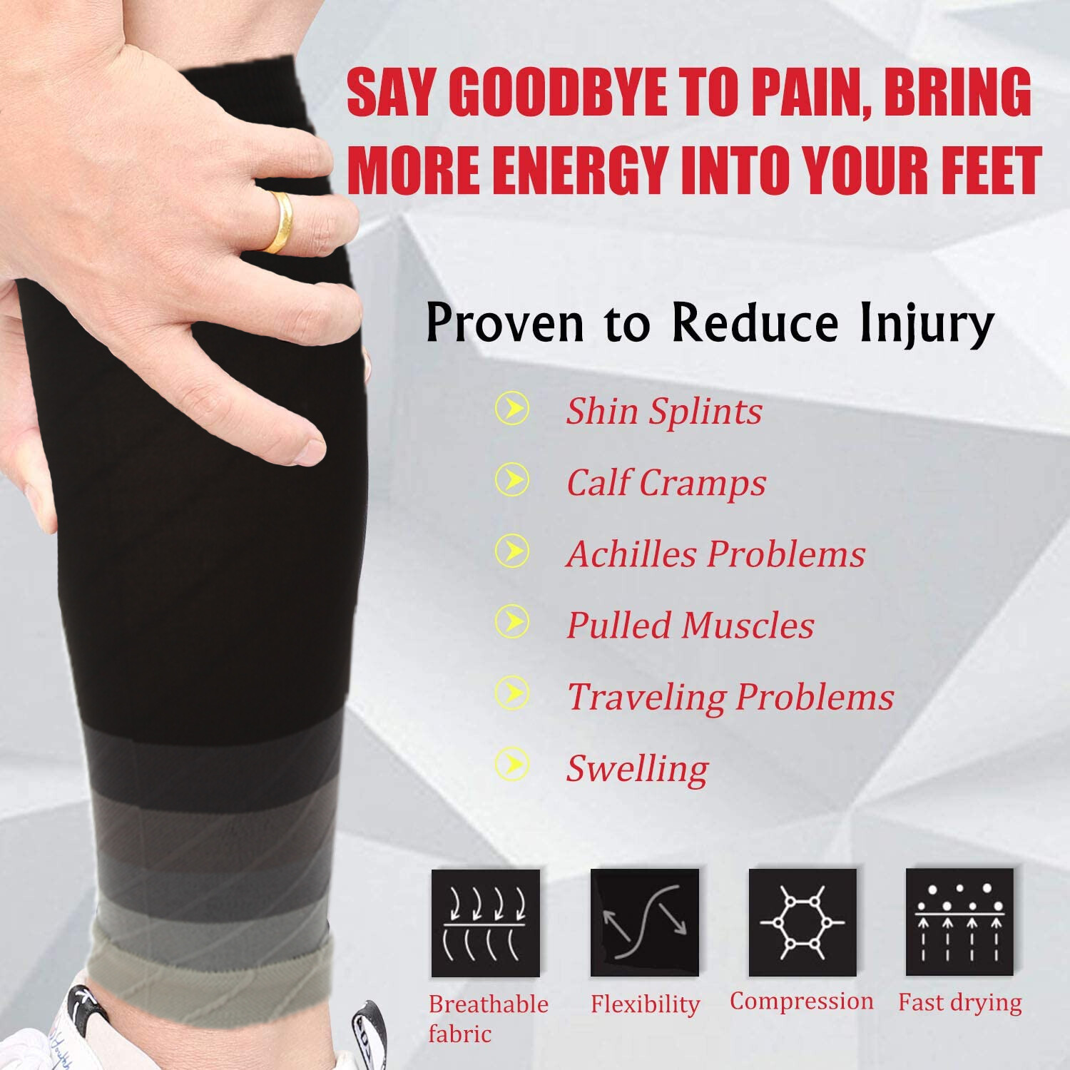 Pair Compression Socks Calf Sleeve Leg Support Brace 15-25mmHg Men Women Sports