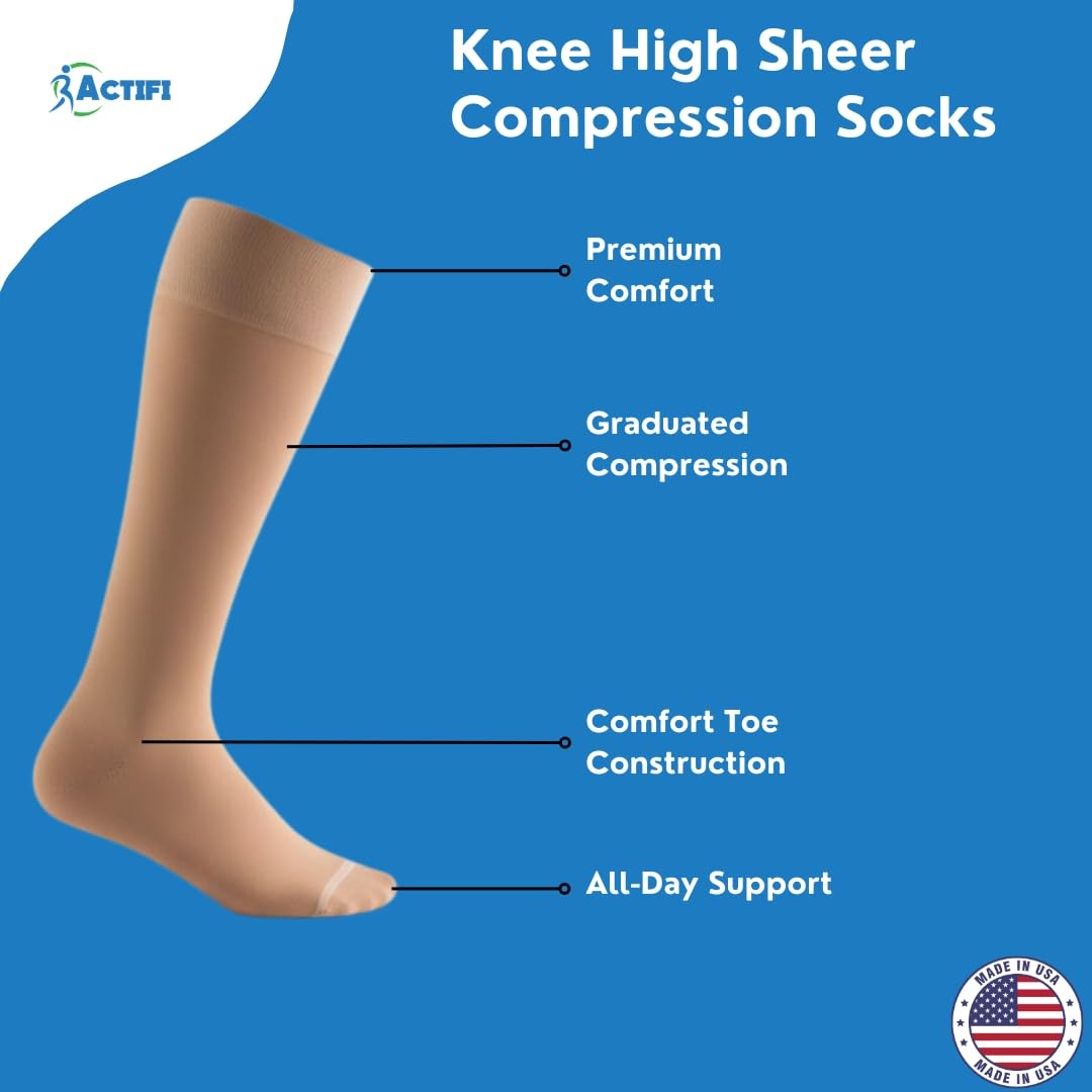 Compression Stockings for Women Knee High 15-20 mmHg, Moderate Sheer Support …
