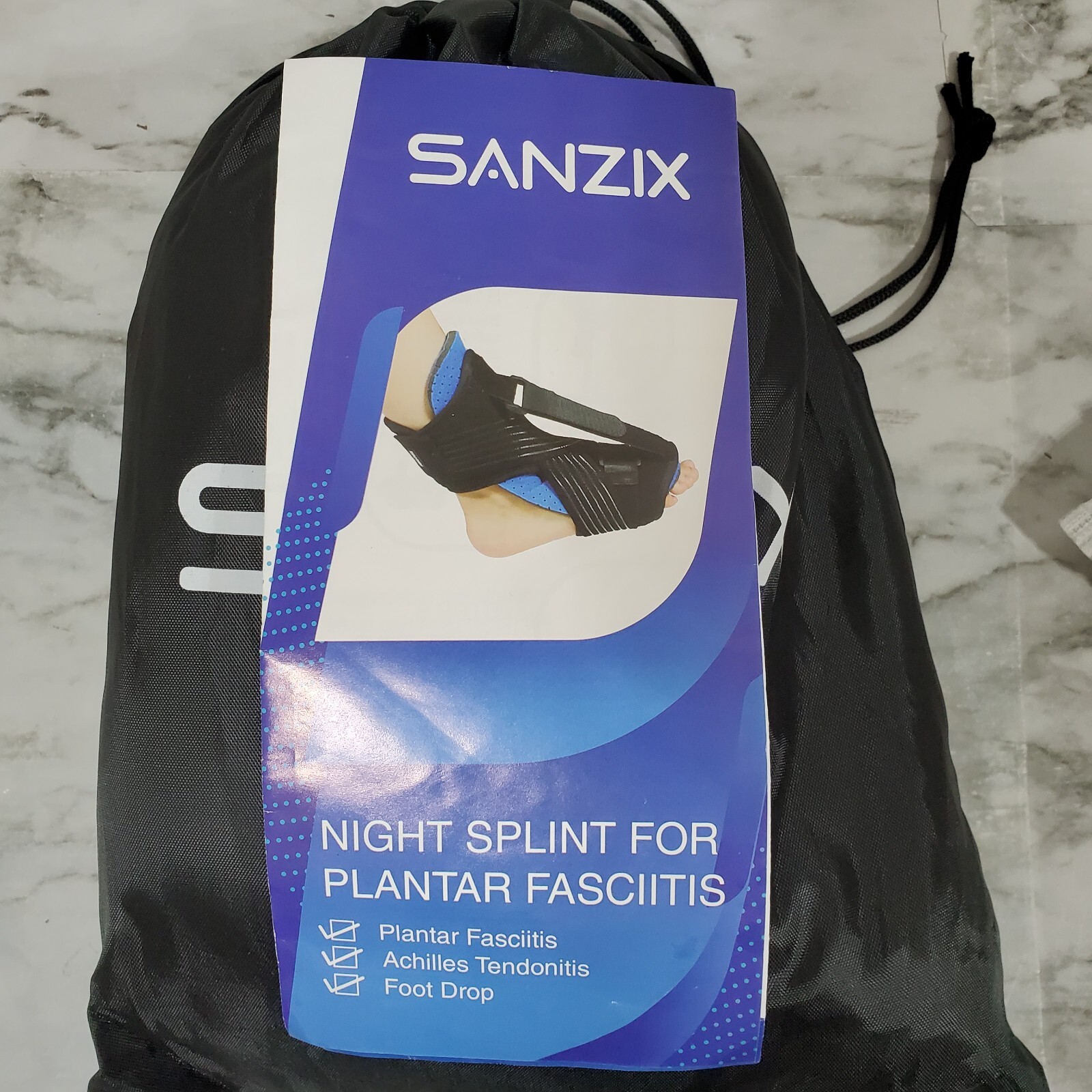 Plantar Fasciitis Ankle Orthotic Brace Black Sanzix Night Splint Adjustable