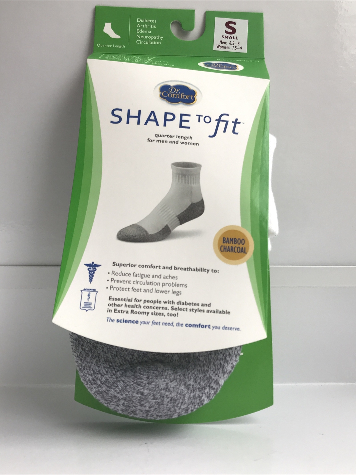 Dr Comfort Quarter Length Socks Diabetes Arthritis Edema Pair” SZ Small