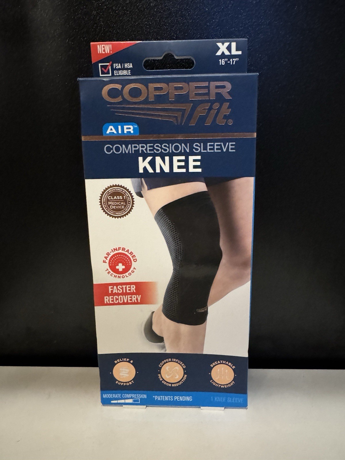 Copper Fit Air Knee Compression Sleeve – New In Box – Sealed – XL 16”-17”