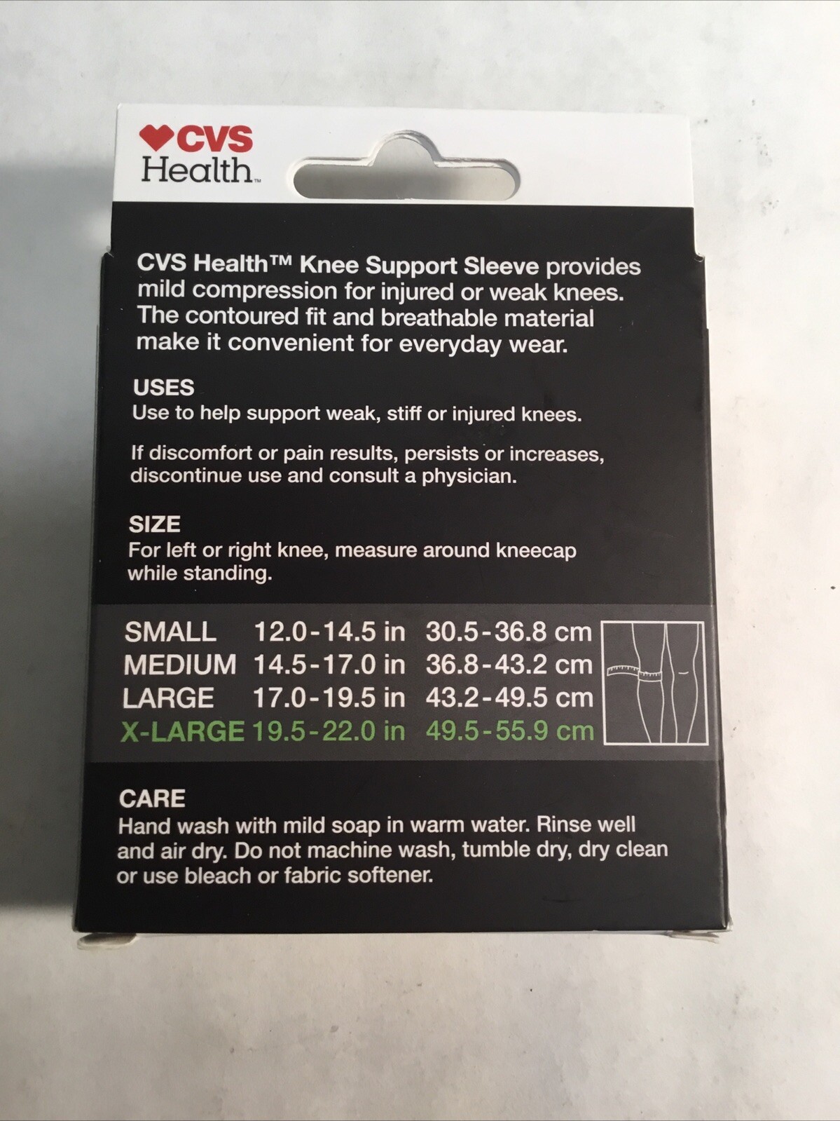 CVS Health Single Knee Support Sleeve Mild Compression Extra Large