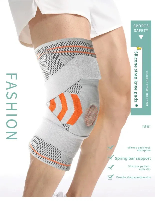 Knee Support for Sports Non-slip Silicone Safe Shock Absorption Breathable
