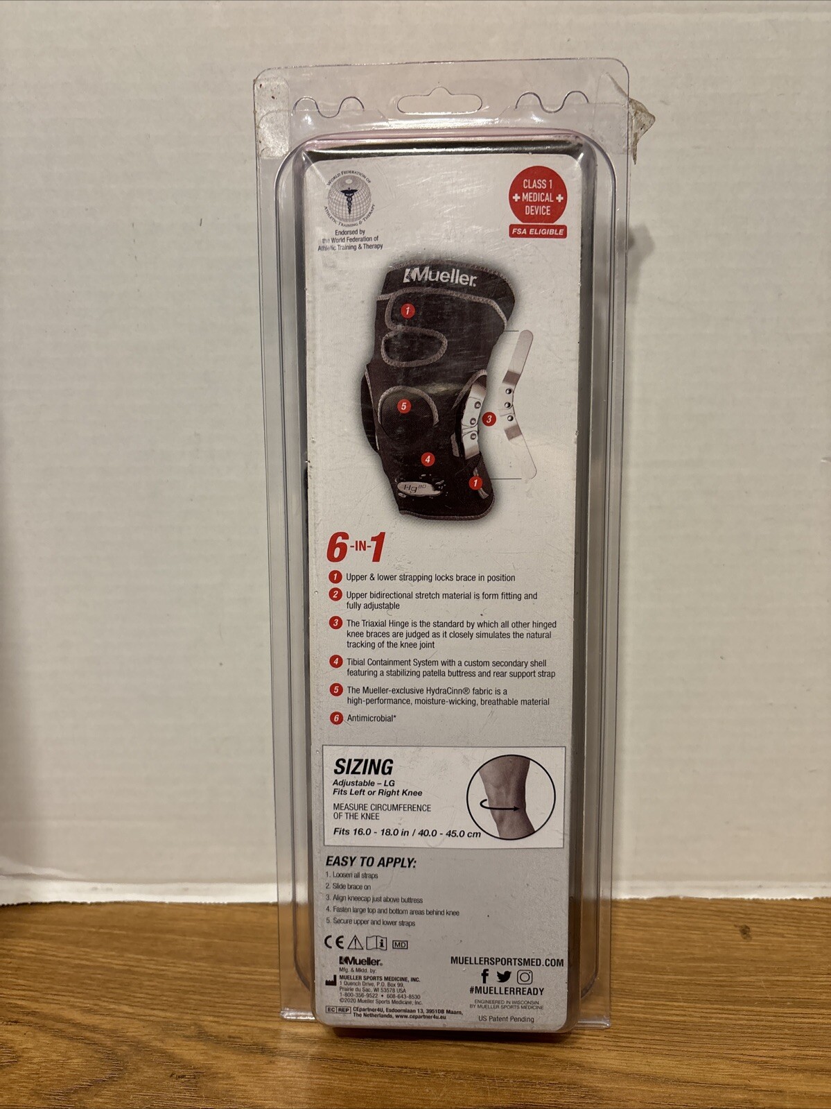 New Open Package Mueller Hg80® Hinged Knee Brace Large Maximum Support Lt Or Rt
